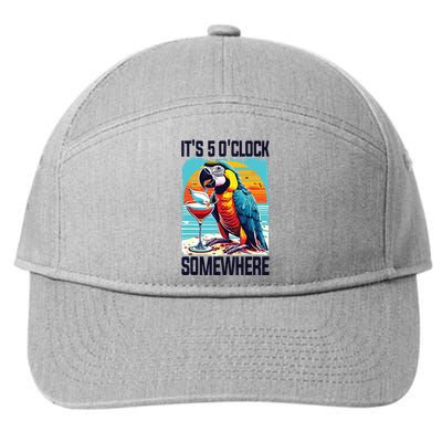 Its 5 Oclock Somewhere Drinking Parrot Cocktail Summer 7-Panel Snapback Hat