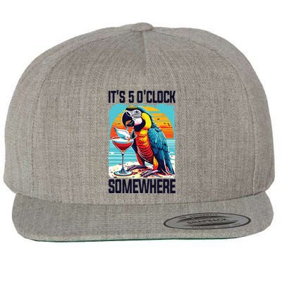 Its 5 Oclock Somewhere Drinking Parrot Cocktail Summer Wool Snapback Cap