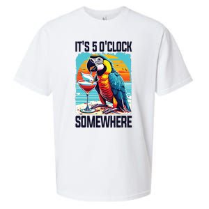 Its 5 Oclock Somewhere Drinking Parrot Cocktail Summer Sueded Cloud Jersey T-Shirt