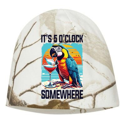 Its 5 Oclock Somewhere Drinking Parrot Cocktail Summer Kati - Camo Knit Beanie