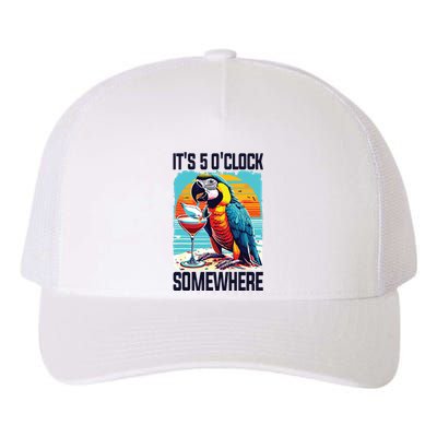 Its 5 Oclock Somewhere Drinking Parrot Cocktail Summer Yupoong Adult 5-Panel Trucker Hat