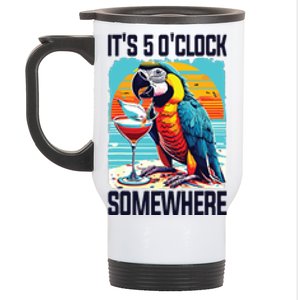 Its 5 Oclock Somewhere Drinking Parrot Cocktail Summer Stainless Steel Travel Mug