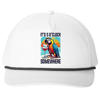 Its 5 Oclock Somewhere Drinking Parrot Cocktail Summer Snapback Five-Panel Rope Hat