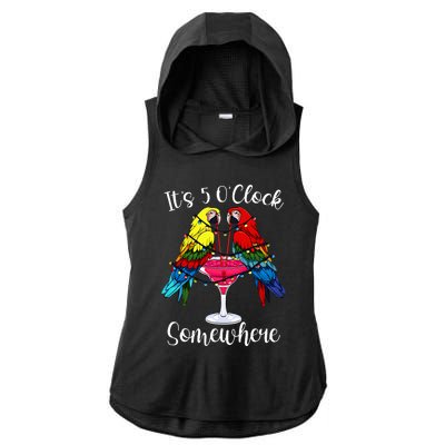 ItS 5 OClock Somewhere Funny Parrots Summer Vacation Lover Ladies PosiCharge Tri-Blend Wicking Draft Hoodie Tank