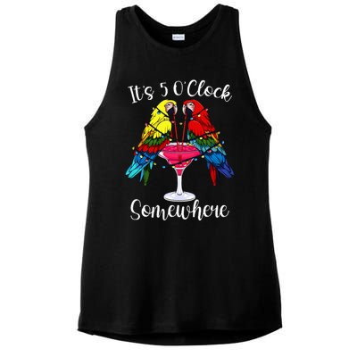 ItS 5 OClock Somewhere Funny Parrots Summer Vacation Lover Ladies PosiCharge Tri-Blend Wicking Tank