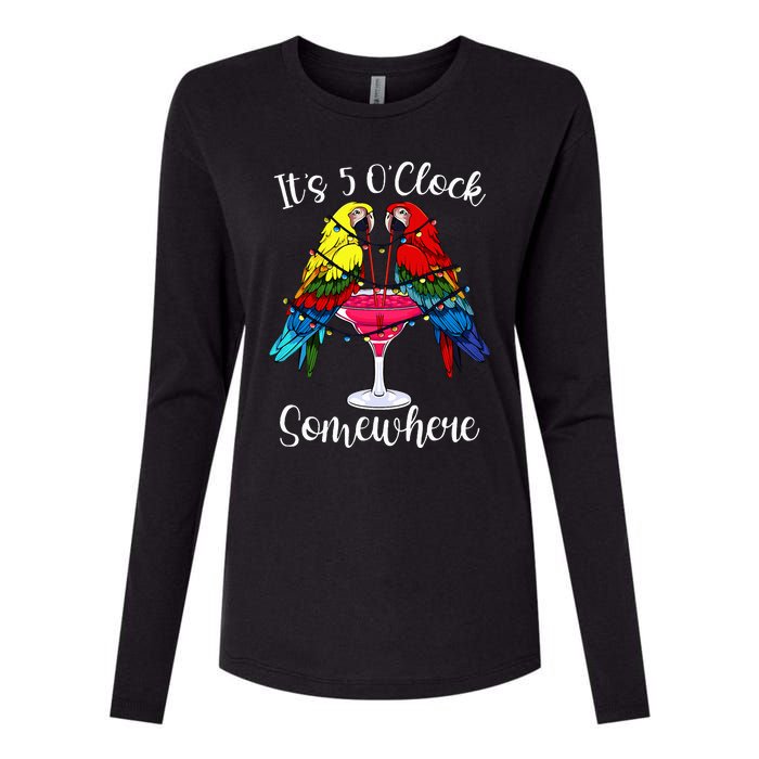 ItS 5 OClock Somewhere Funny Parrots Summer Vacation Lover Womens Cotton Relaxed Long Sleeve T-Shirt