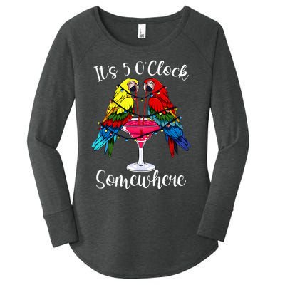 ItS 5 OClock Somewhere Funny Parrots Summer Vacation Lover Women's Perfect Tri Tunic Long Sleeve Shirt