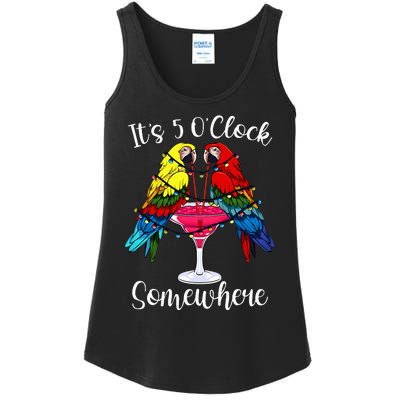 ItS 5 OClock Somewhere Funny Parrots Summer Vacation Lover Ladies Essential Tank