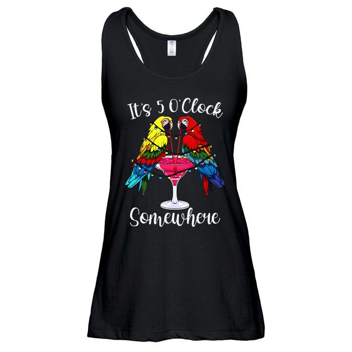 ItS 5 OClock Somewhere Funny Parrots Summer Vacation Lover Ladies Essential Flowy Tank