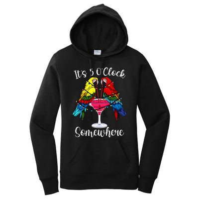 ItS 5 OClock Somewhere Funny Parrots Summer Vacation Lover Women's Pullover Hoodie