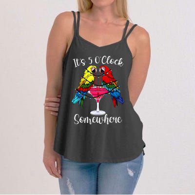 ItS 5 OClock Somewhere Funny Parrots Summer Vacation Lover Women's Strappy Tank