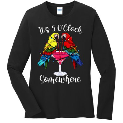 ItS 5 OClock Somewhere Funny Parrots Summer Vacation Lover Ladies Long Sleeve Shirt