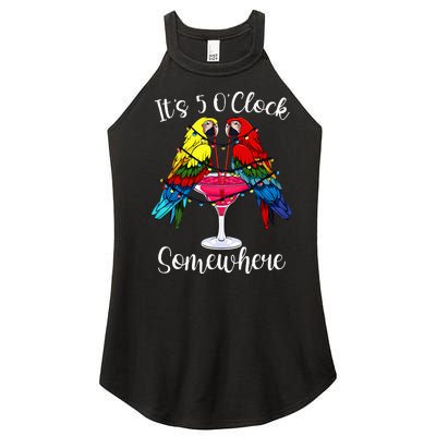 ItS 5 OClock Somewhere Funny Parrots Summer Vacation Lover Women's Perfect Tri Rocker Tank