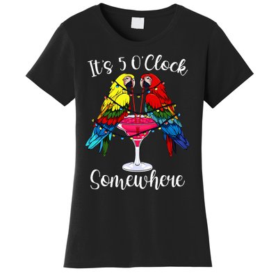 ItS 5 OClock Somewhere Funny Parrots Summer Vacation Lover Women's T-Shirt