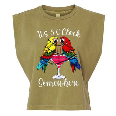 ItS 5 OClock Somewhere Funny Parrots Summer Vacation Lover Garment-Dyed Women's Muscle Tee