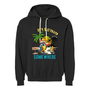 ItS 5 O’Clock Somewhere Parrot Sunset Drinking Garment-Dyed Fleece Hoodie