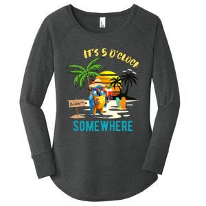 ItS 5 O’Clock Somewhere Parrot Sunset Drinking Women's Perfect Tri Tunic Long Sleeve Shirt