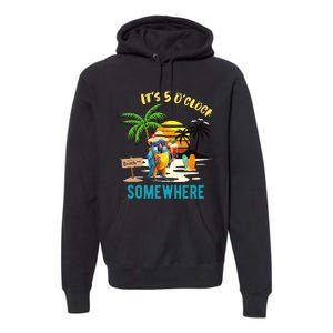 ItS 5 O’Clock Somewhere Parrot Sunset Drinking Premium Hoodie