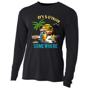 ItS 5 O’Clock Somewhere Parrot Sunset Drinking Cooling Performance Long Sleeve Crew