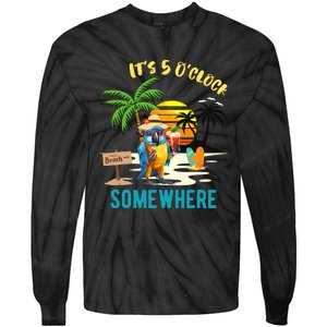 ItS 5 O’Clock Somewhere Parrot Sunset Drinking Tie-Dye Long Sleeve Shirt