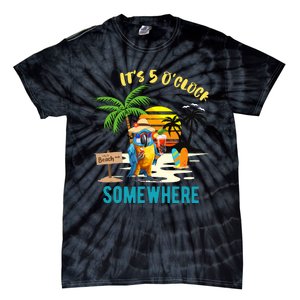 ItS 5 O’Clock Somewhere Parrot Sunset Drinking Tie-Dye T-Shirt