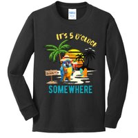 ItS 5 O’Clock Somewhere Parrot Sunset Drinking Kids Long Sleeve Shirt