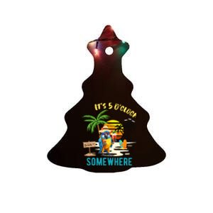 ItS 5 O’Clock Somewhere Parrot Sunset Drinking Ceramic Tree Ornament