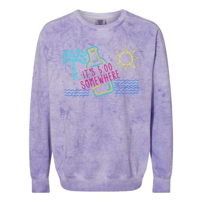 ItS 5 OClock Somewhere Beach Vacation Colorblast Crewneck Sweatshirt