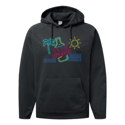 ItS 5 OClock Somewhere Beach Vacation Performance Fleece Hoodie