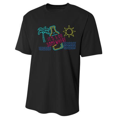 ItS 5 OClock Somewhere Beach Vacation Performance Sprint T-Shirt