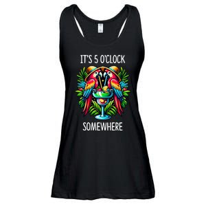 Its 5 Oclock Somewhere Margarita Parrots Summer Ladies Essential Flowy Tank