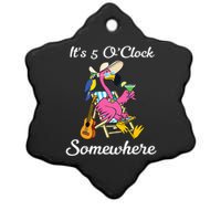 ItS 5 OClock Somewhere Flamingo Beach Vacation Drinking Ceramic Star Ornament