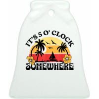 Its 5 Oclock Retro Sunset Somewhere Ceramic Bell Ornament