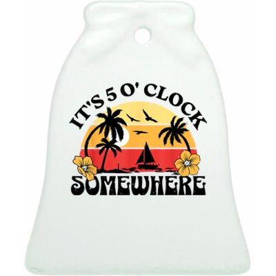 Its 5 Oclock Retro Sunset Somewhere Ceramic Bell Ornament