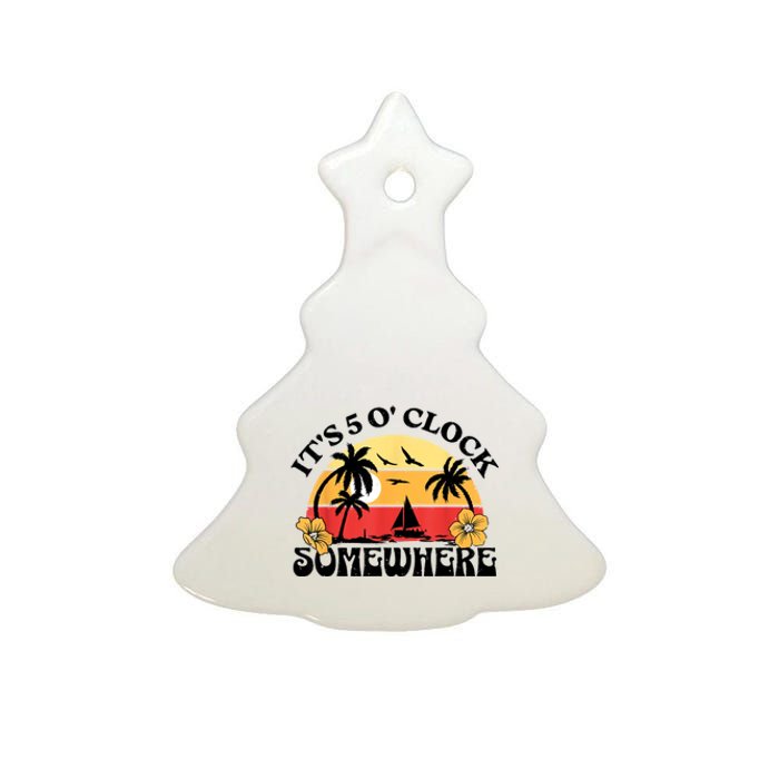 Its 5 Oclock Retro Sunset Somewhere Ceramic Tree Ornament