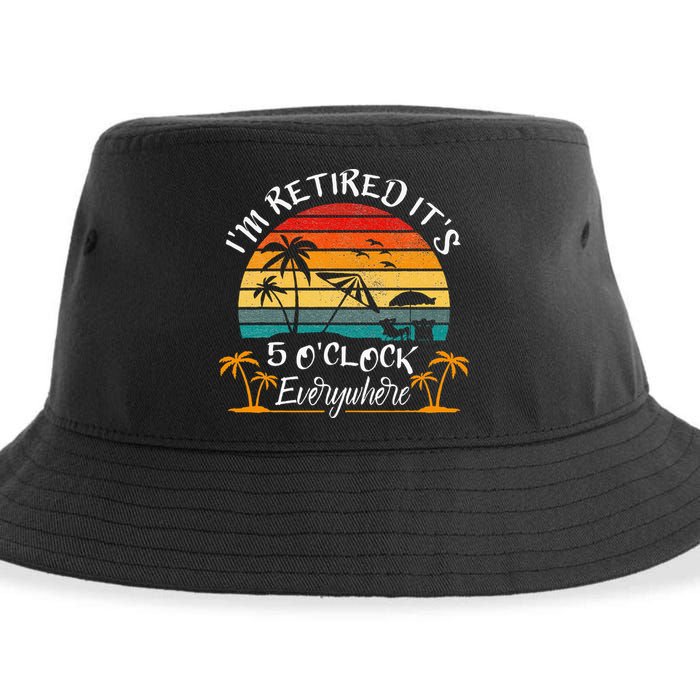 It's 5 O'Clock Everywhere I'm Retired summer Retirement Sustainable Bucket Hat