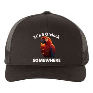 Its 5 Oclock Somewhere! Funny Parrot Yupoong Adult 5-Panel Trucker Hat