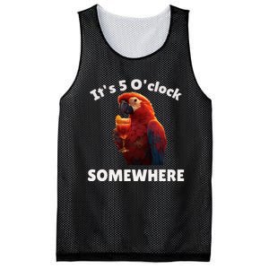 Its 5 Oclock Somewhere! Funny Parrot Mesh Reversible Basketball Jersey Tank