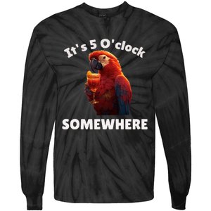 Its 5 Oclock Somewhere! Funny Parrot Tie-Dye Long Sleeve Shirt