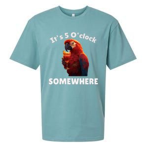 Its 5 Oclock Somewhere! Funny Parrot Sueded Cloud Jersey T-Shirt