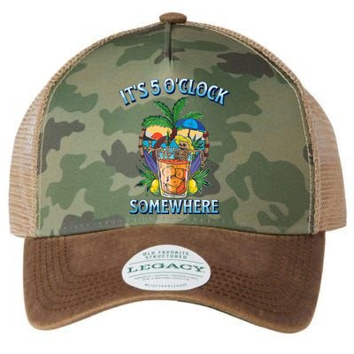 It's 5 O’clock Somewhere Summer Retro Sunset Drinking Legacy Tie Dye Trucker Hat