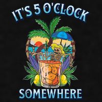 It's 5 O’clock Somewhere Summer Retro Sunset Drinking Ladies PosiCharge Tri-Blend Wicking Tank