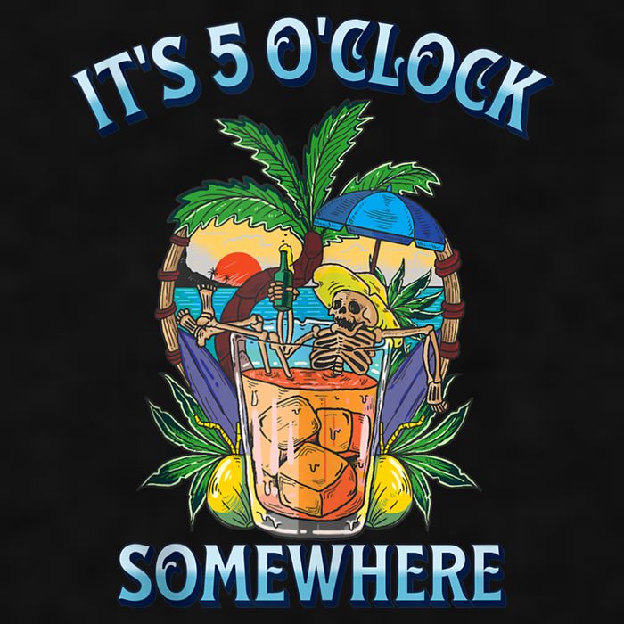 It's 5 O’clock Somewhere Summer Retro Sunset Drinking Ladies PosiCharge Tri-Blend Wicking Tank