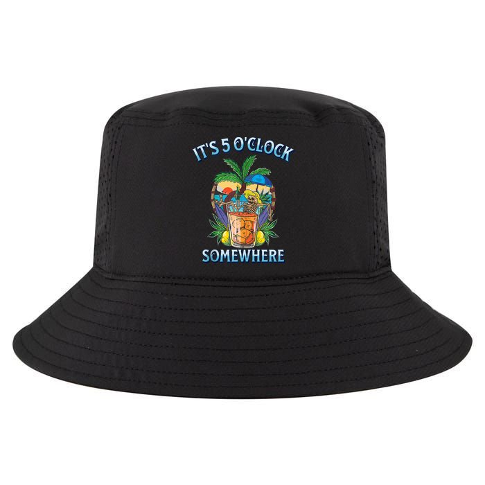 It's 5 O’clock Somewhere Summer Retro Sunset Drinking Cool Comfort Performance Bucket Hat