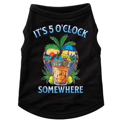 It's 5 O’clock Somewhere Summer Retro Sunset Drinking Doggie Tank