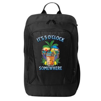 It's 5 O’clock Somewhere Summer Retro Sunset Drinking City Backpack