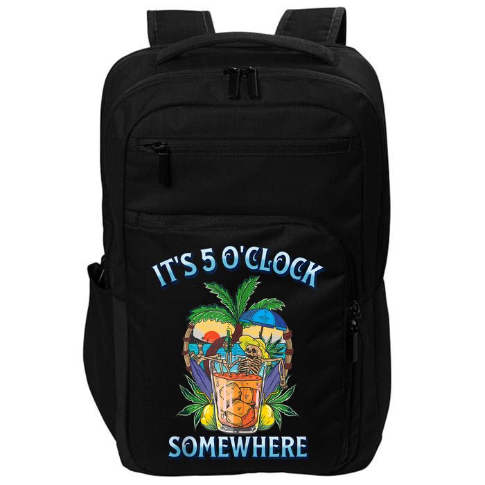 It's 5 O’clock Somewhere Summer Retro Sunset Drinking Impact Tech Backpack
