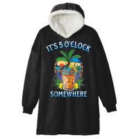 It's 5 O’clock Somewhere Summer Retro Sunset Drinking Hooded Wearable Blanket