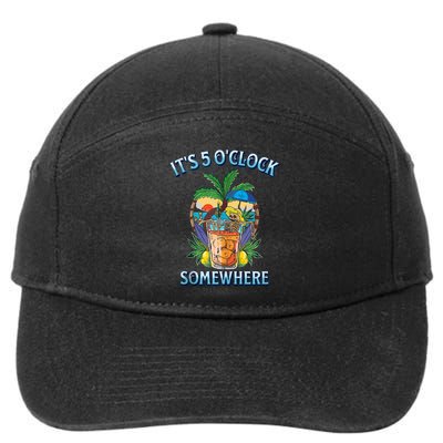 It's 5 O’clock Somewhere Summer Retro Sunset Drinking 7-Panel Snapback Hat