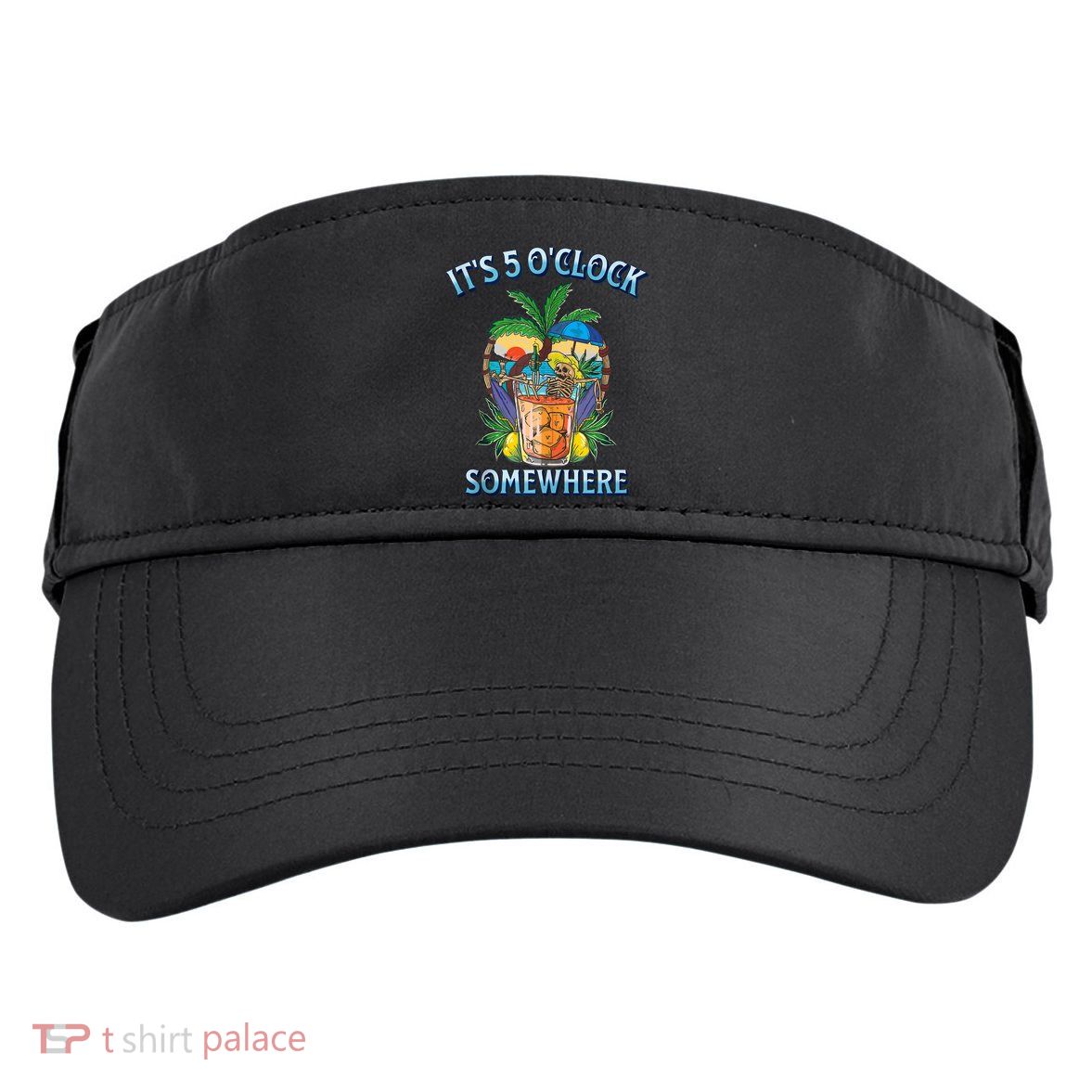 It's 5 O’clock Somewhere Summer Retro Sunset Drinking Adult Drive Performance Visor